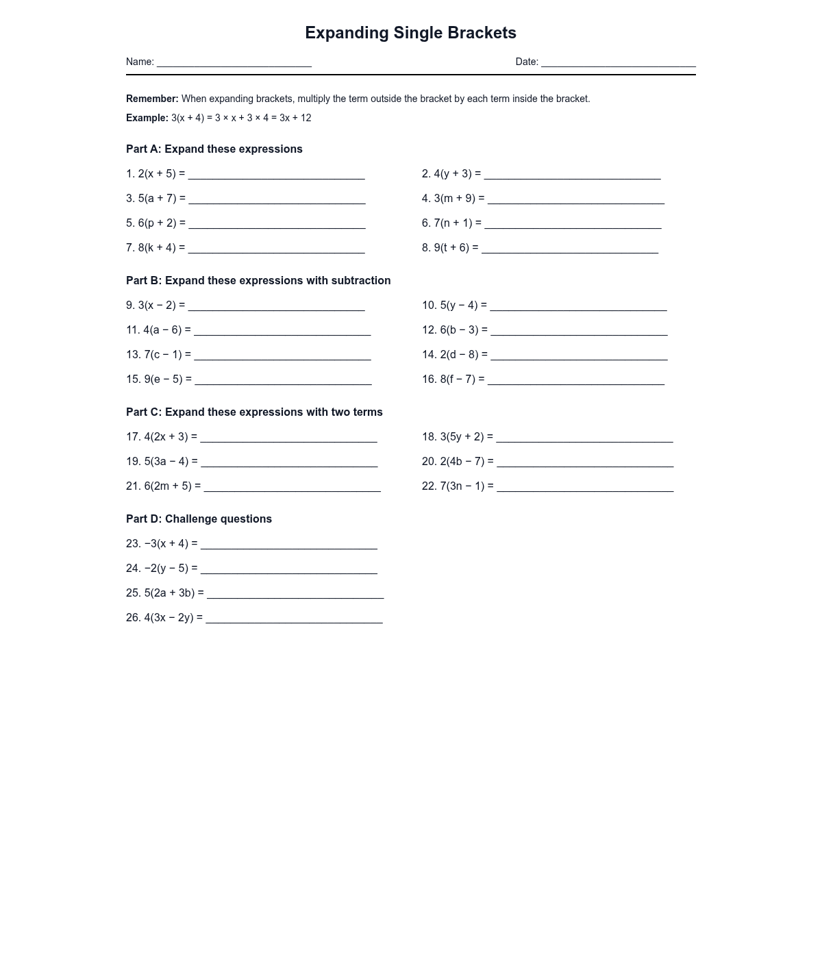 Expanding Single Brackets