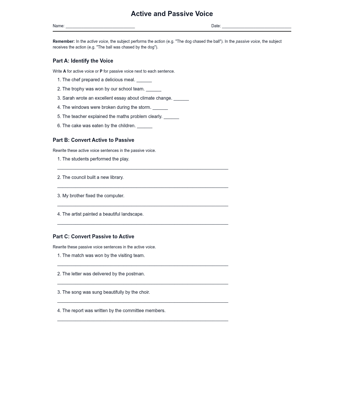 Active and Passive Voice