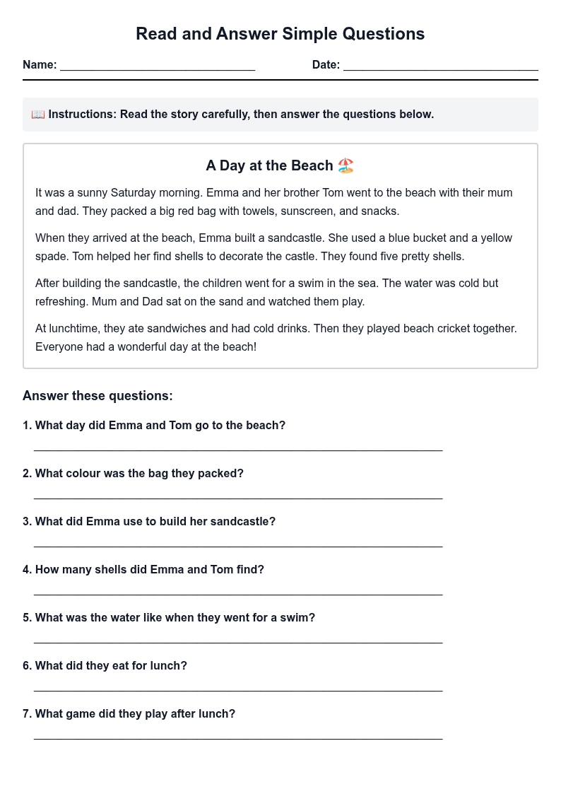 Read and Answer Simple Questions