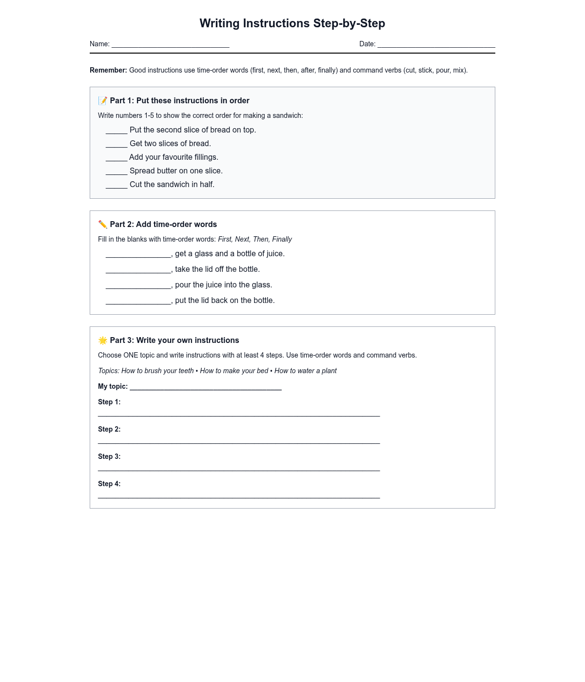 Writing Instructions Step-by-Step