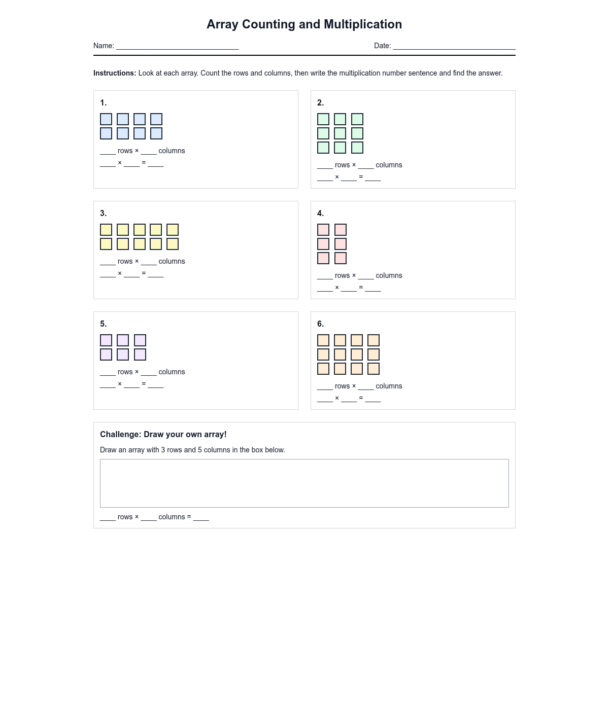 Array Counting and Multiplication