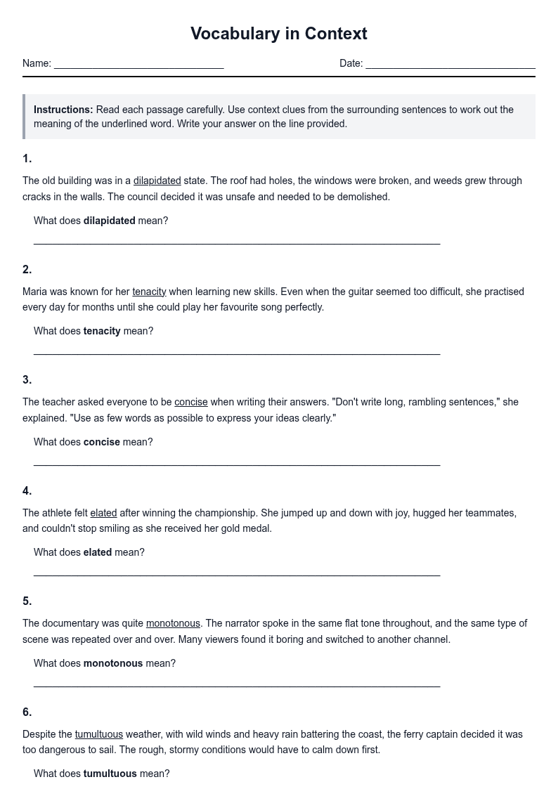 Vocabulary in Context