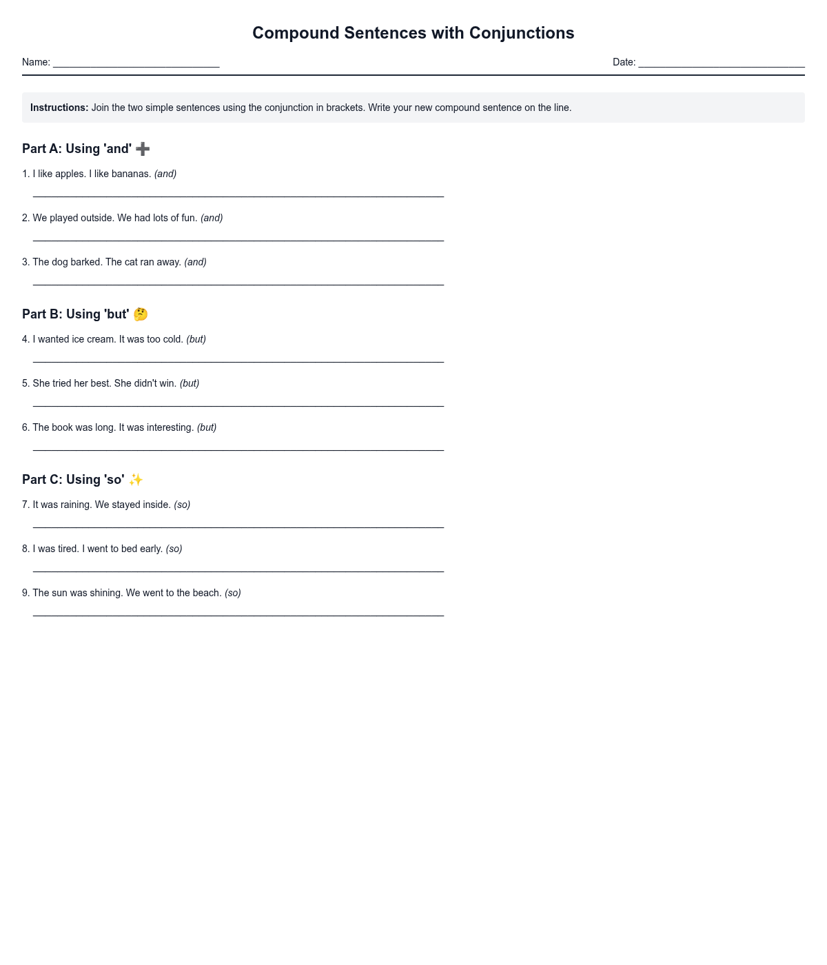 Compound Sentences with Conjunctions