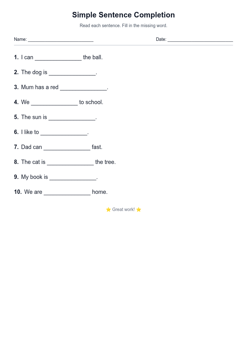 Simple Sentence Completion