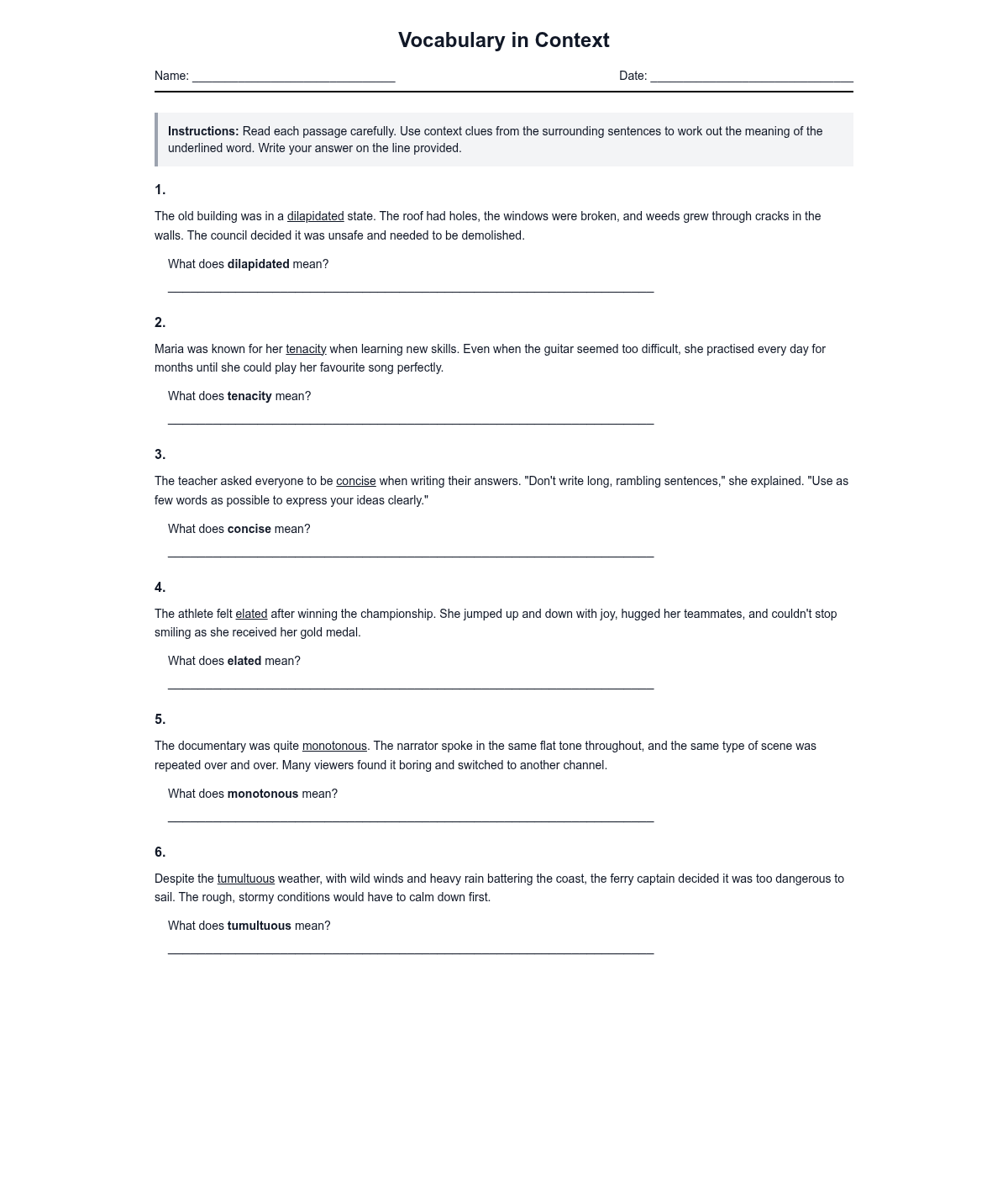 Vocabulary in Context