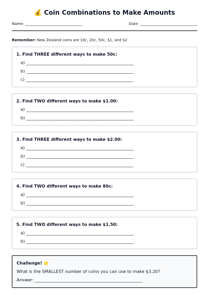 Coin Combinations to Make Amounts