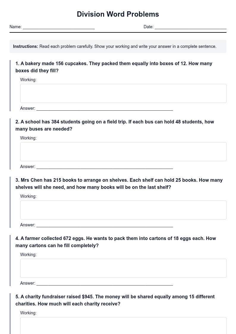 Division Word Problems