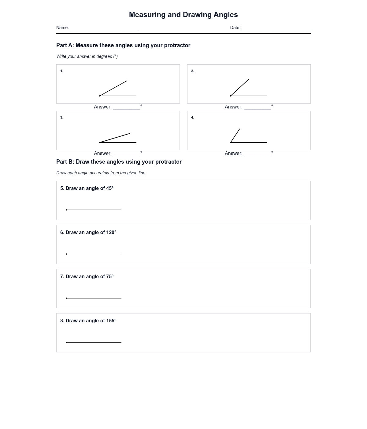 Measuring and Drawing Angles