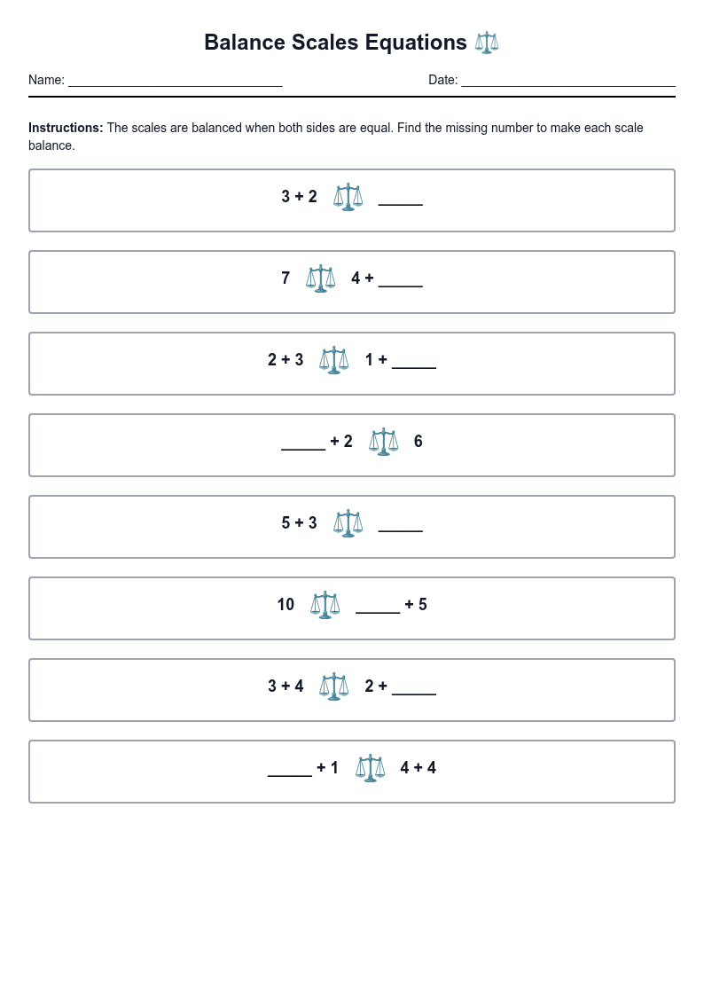 Balance Scales Equations
