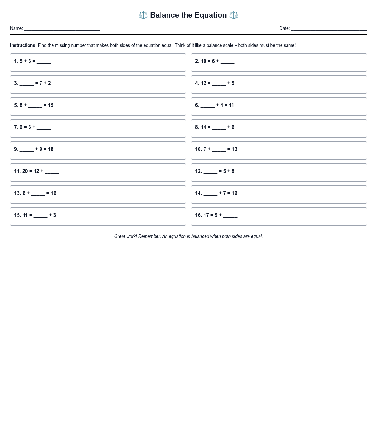 Balance the Equation