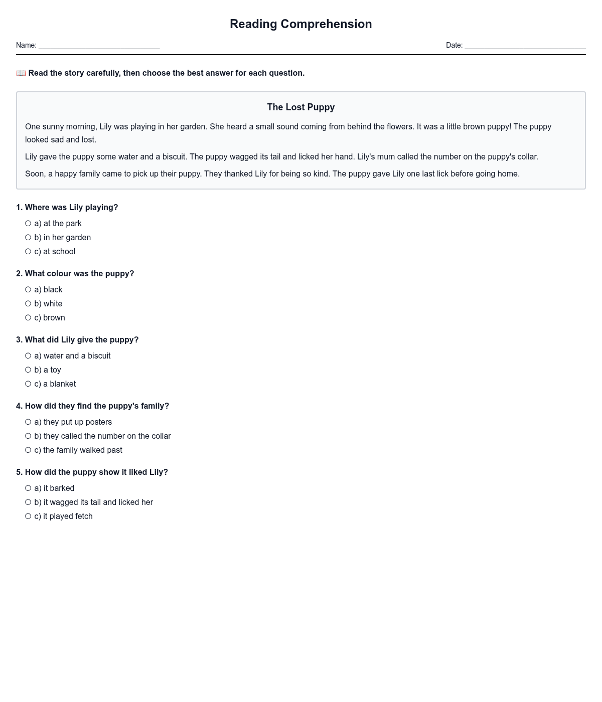 Reading Comprehension with Multiple Choice Questions
