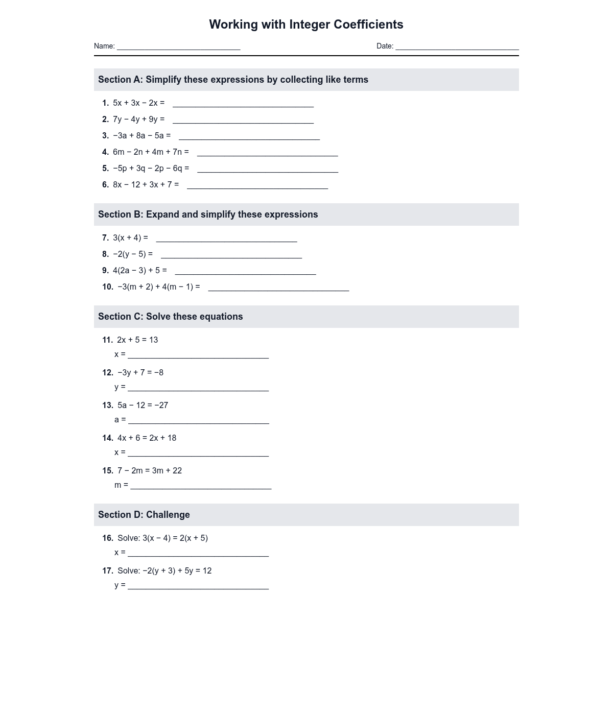 Working with Integer Coefficients