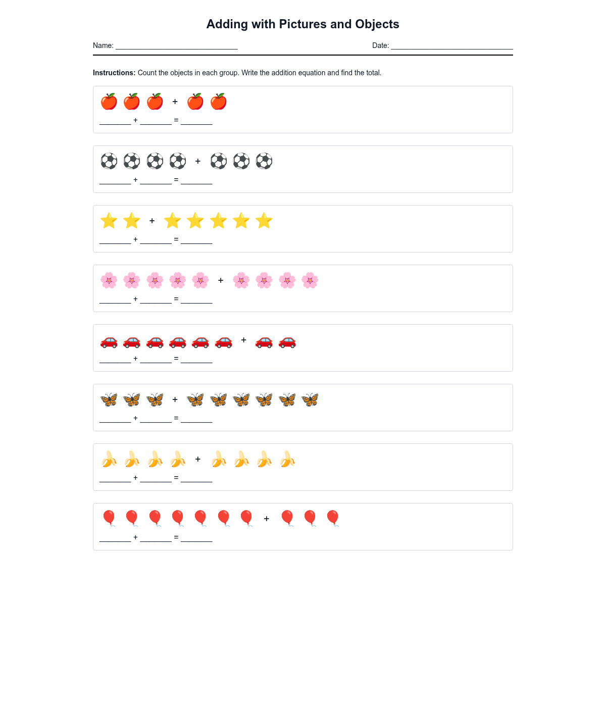 Adding with Pictures and Objects