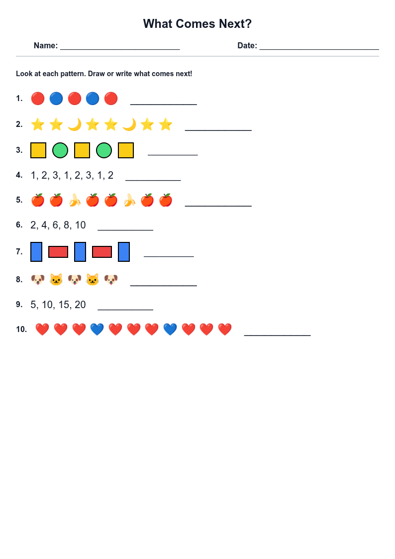 What Comes Next Pattern Completion