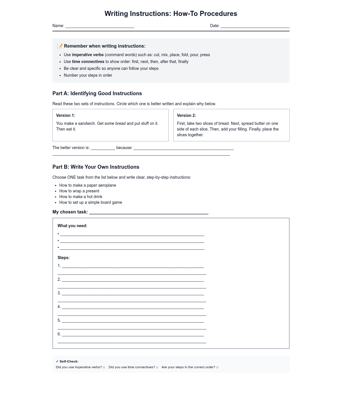 Writing Instructions: How-To Procedures