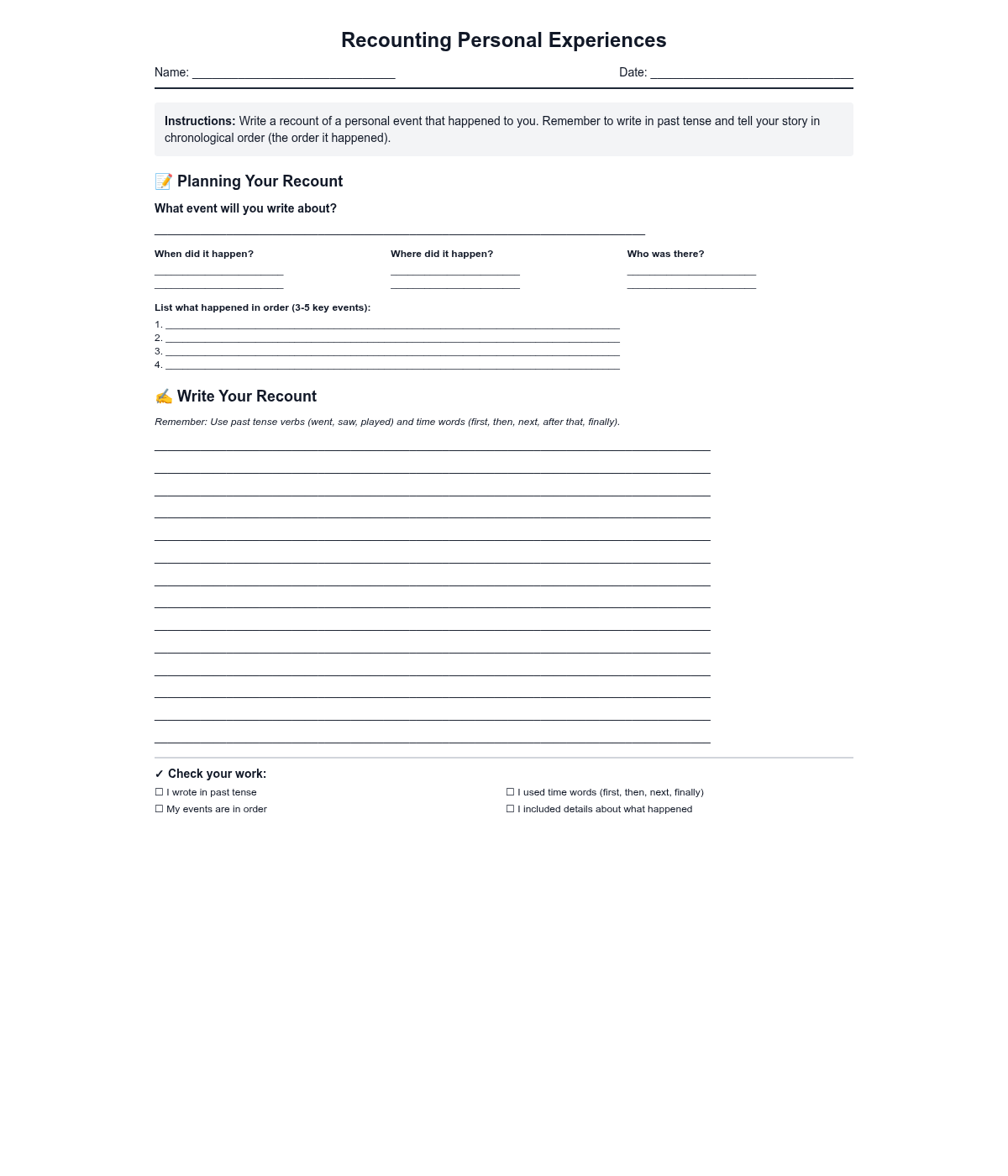 Recounting Personal Experiences