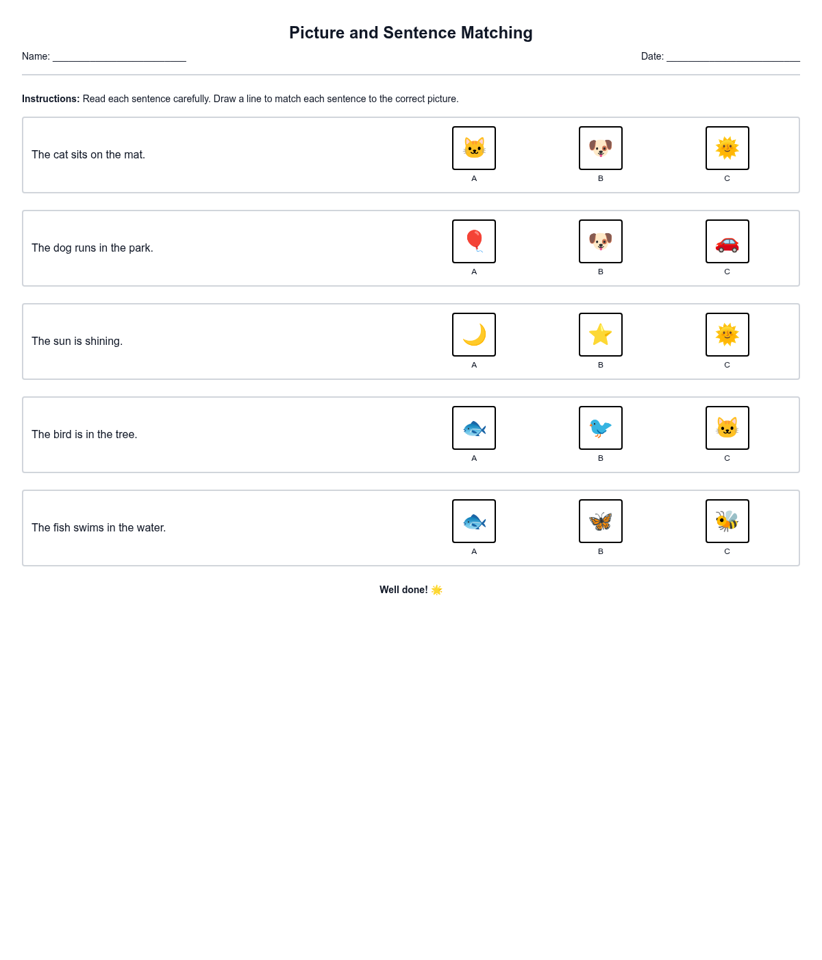 Picture and Sentence Matching