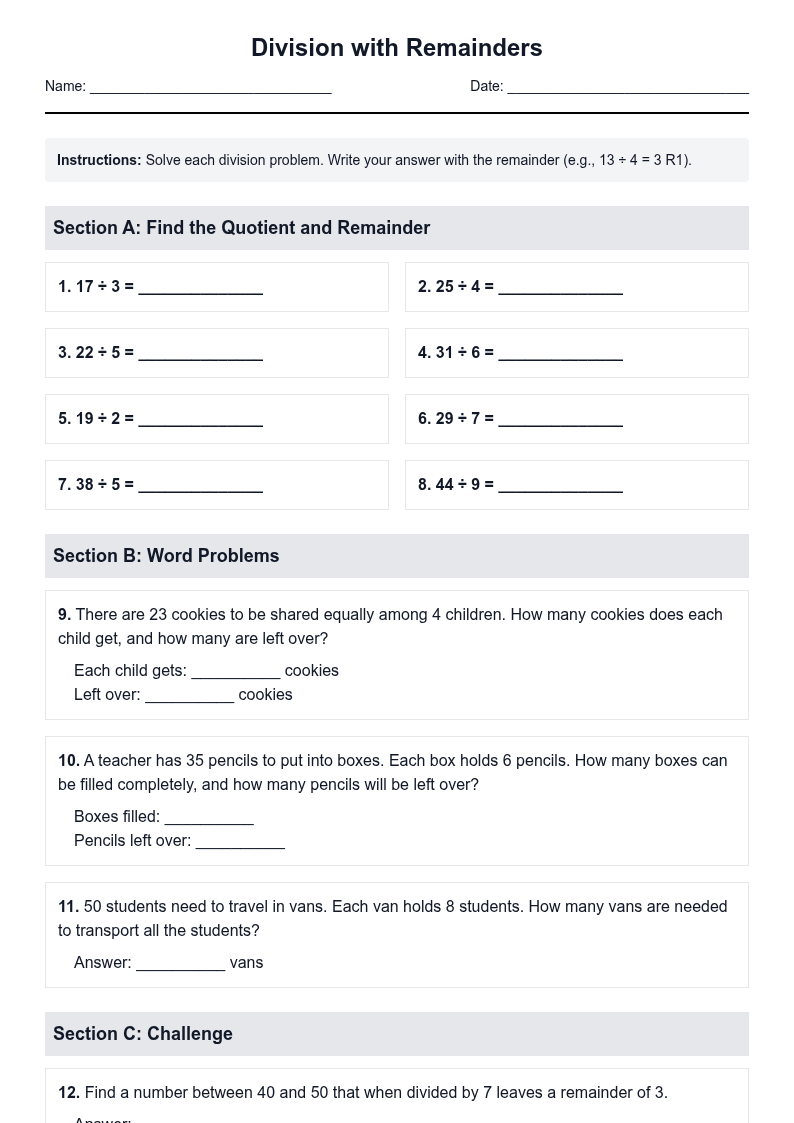 Division with Remainders