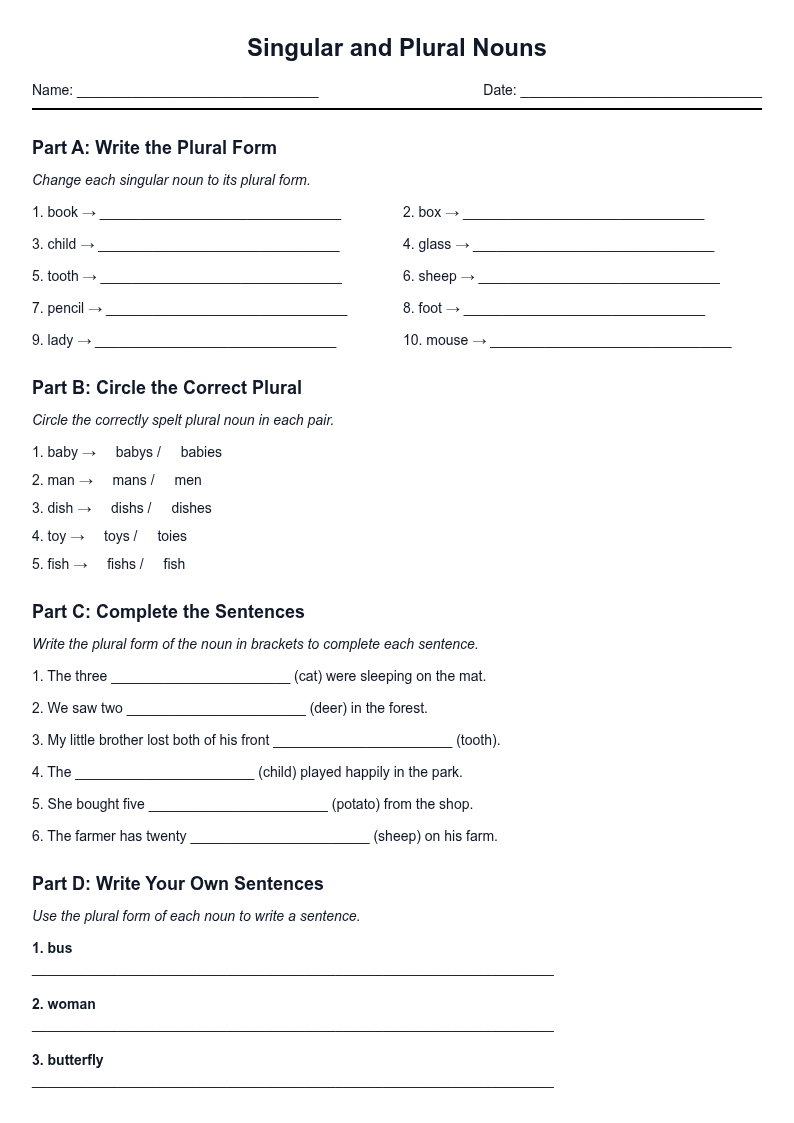 Singular and Plural Nouns