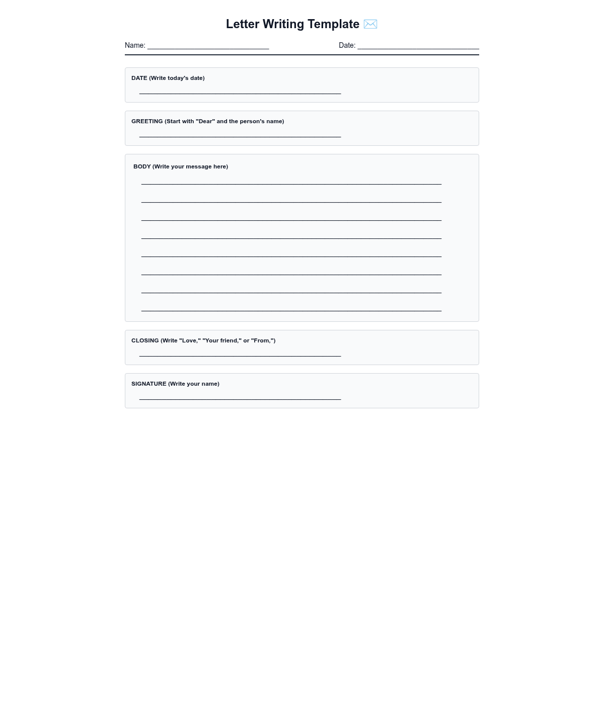 Letter Writing Template