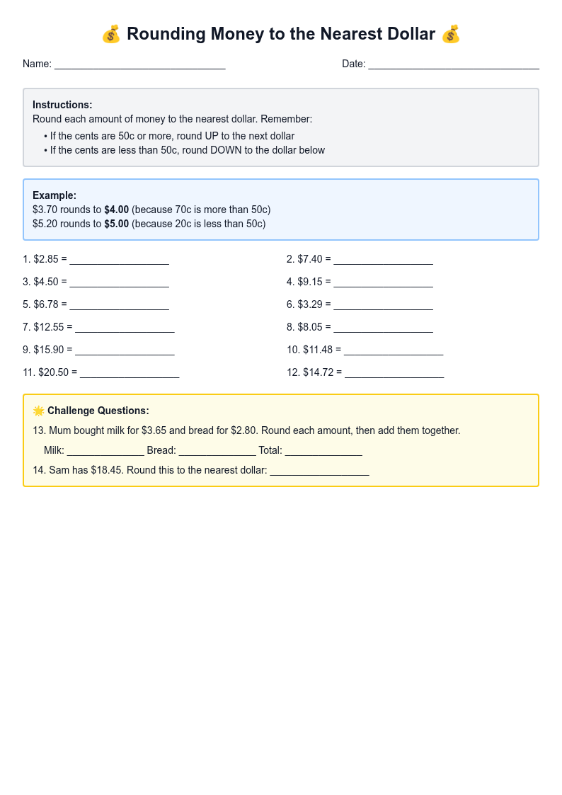 Rounding Money to Nearest Dollar