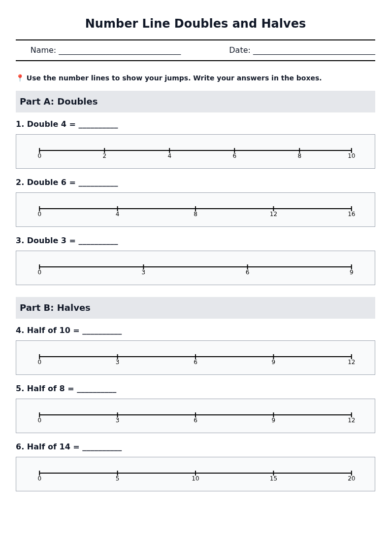 Number Line Doubles and Halves