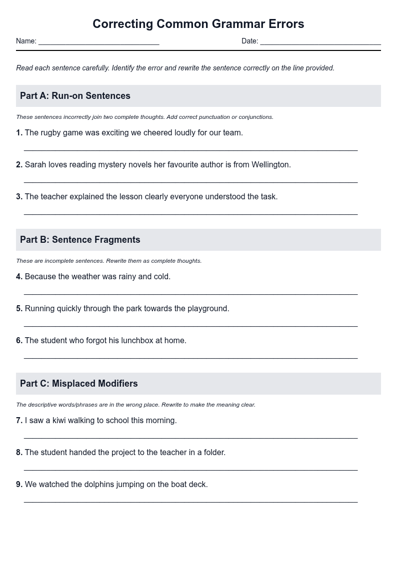 Correcting Common Grammar Errors