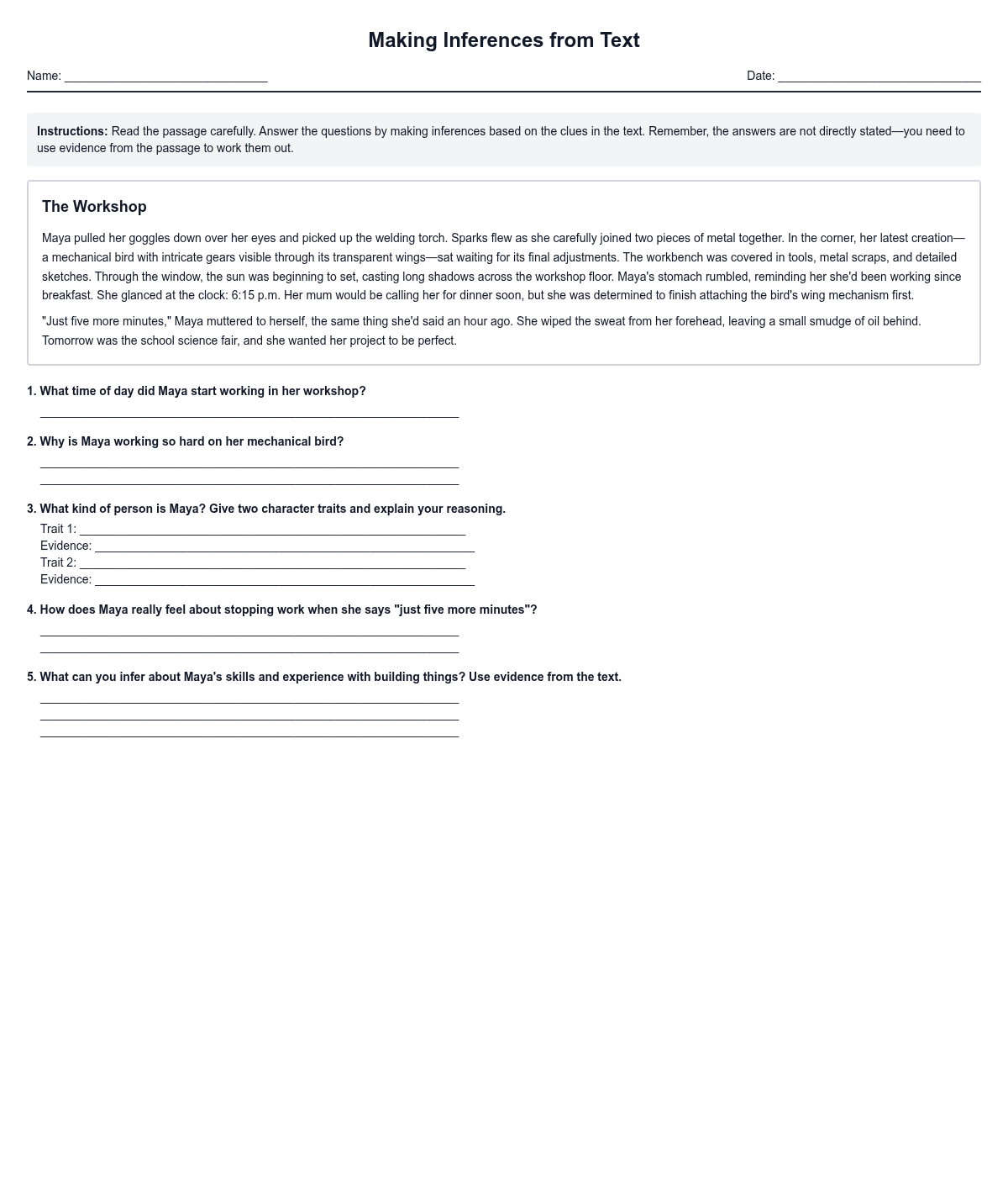 Making Inferences from Text