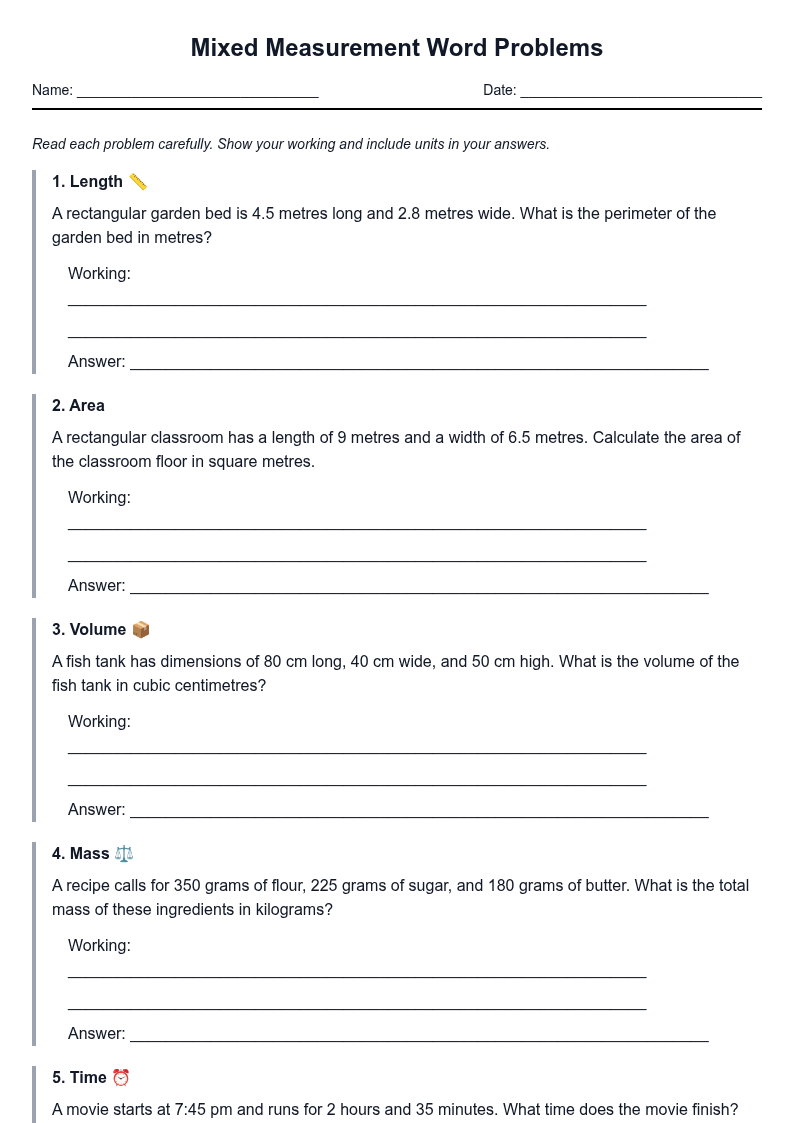 Mixed Measurement Word Problems