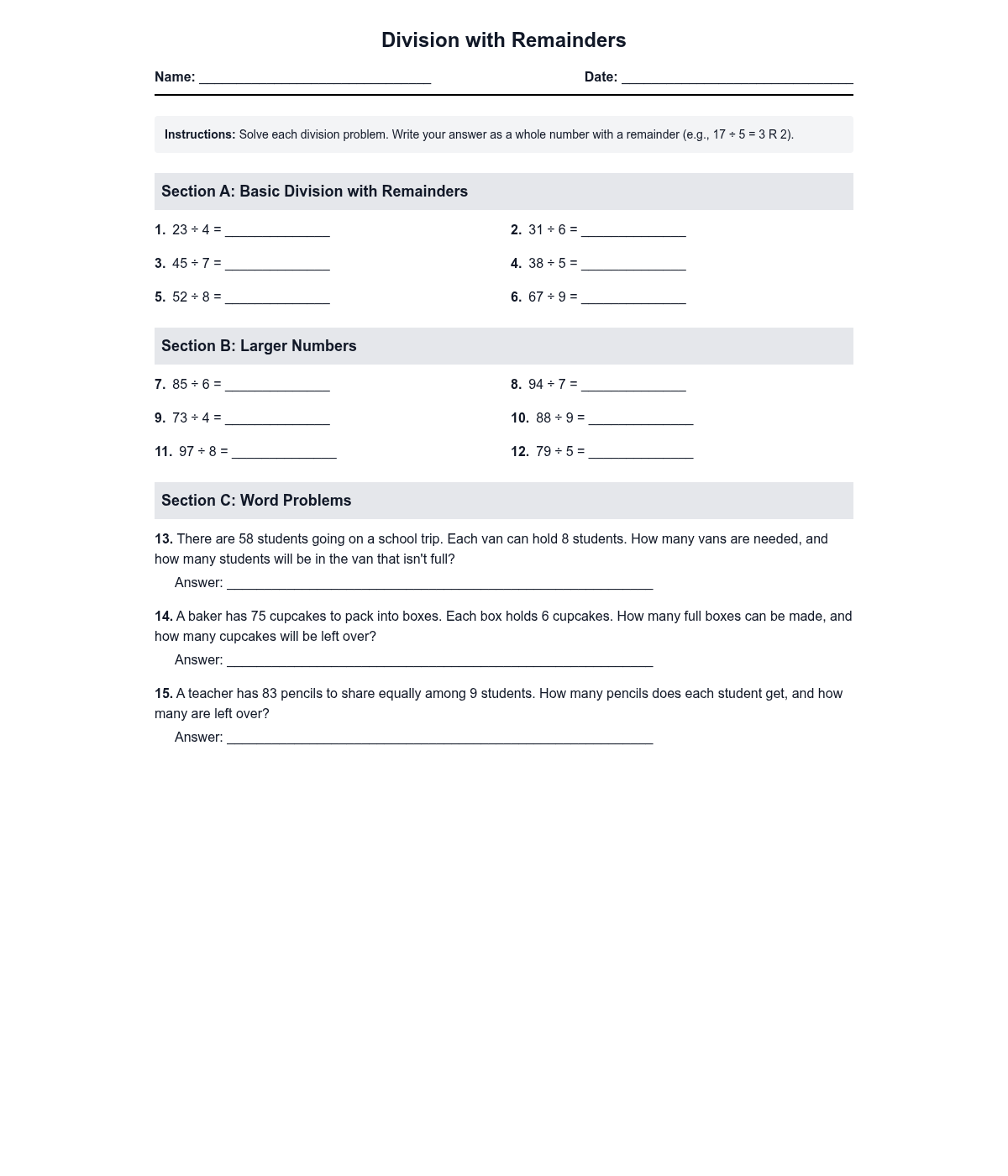 Division with Remainders