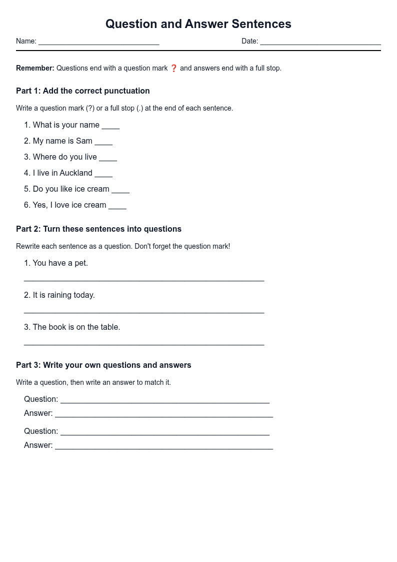 Question and Answer Sentences
