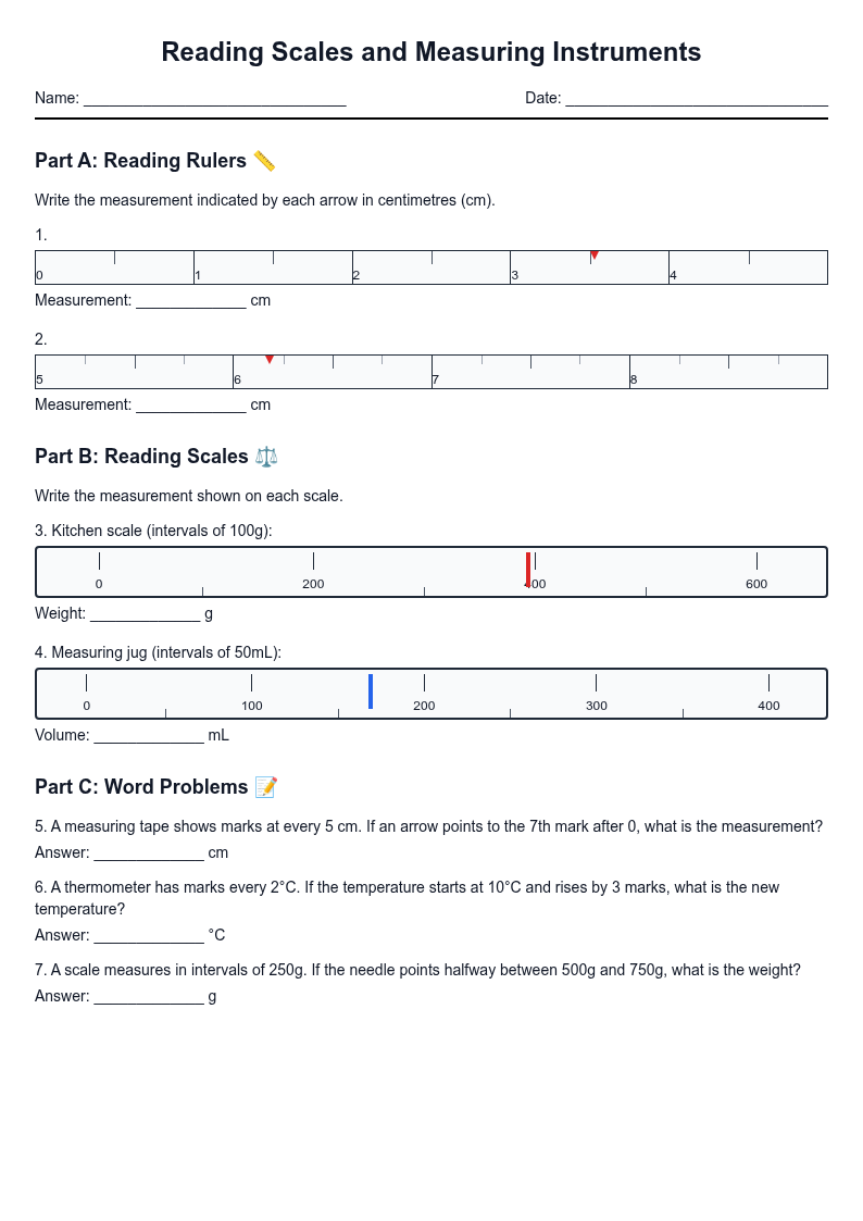 Reading Scales and Measuring Instruments