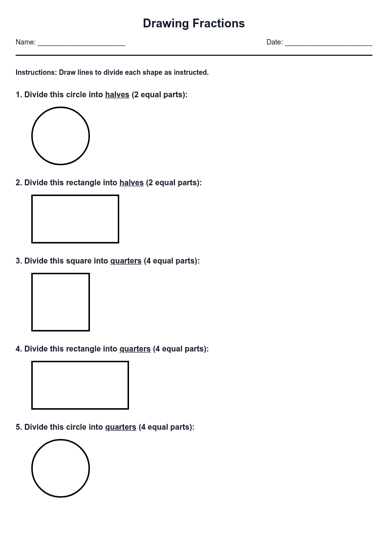 Drawing Fractions - Halves and Quarters