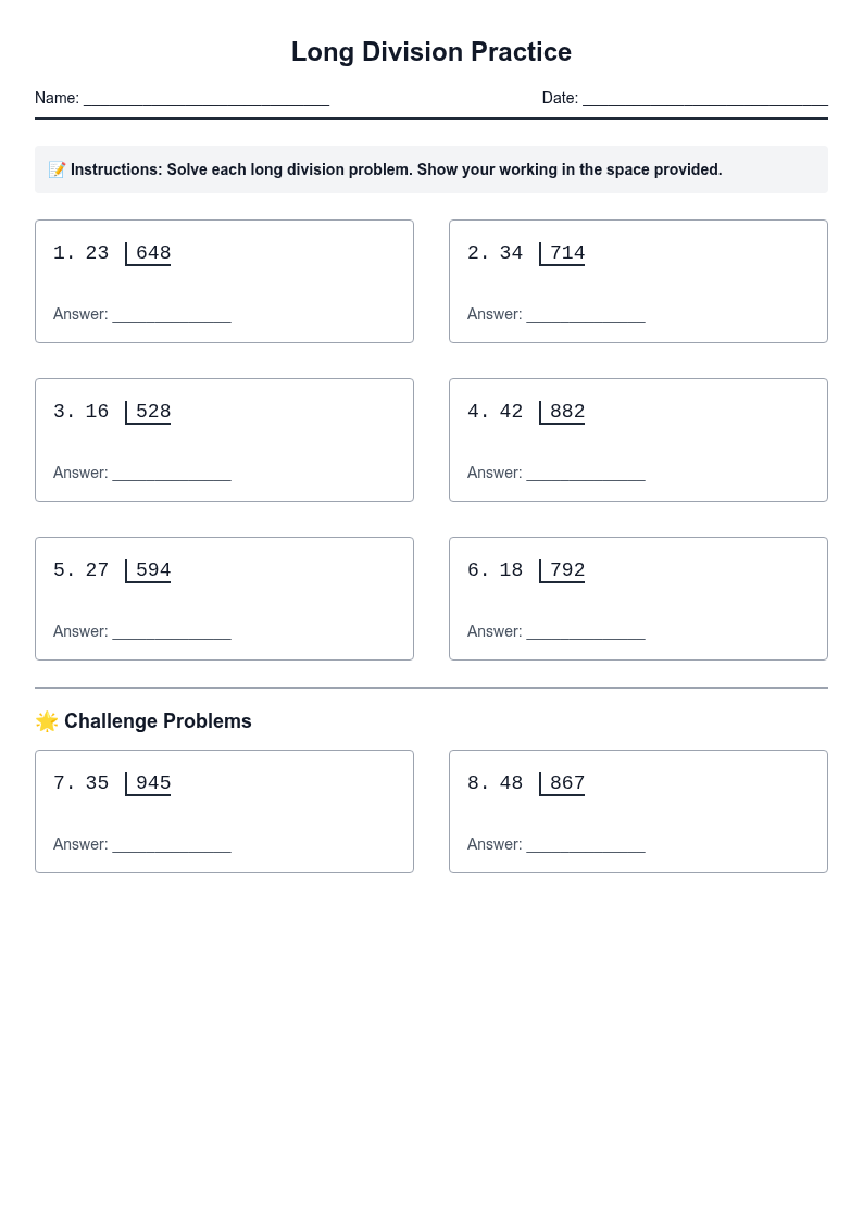 Long Division Practice