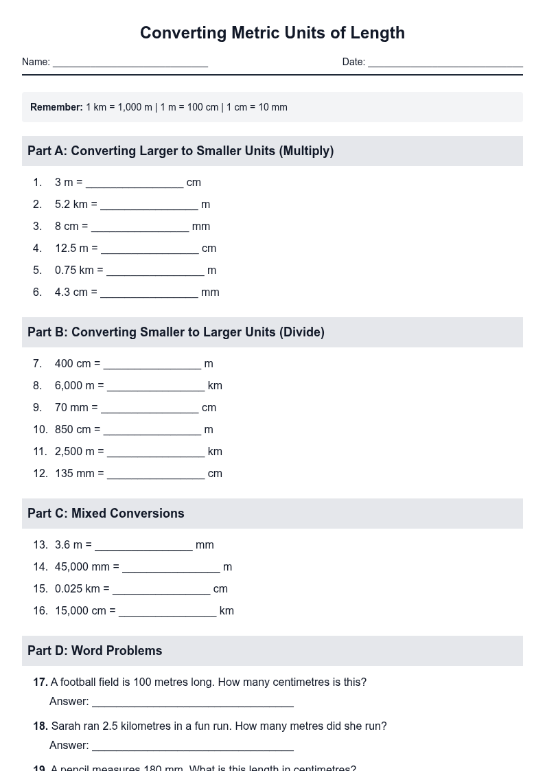 Converting Metric Units of Length
