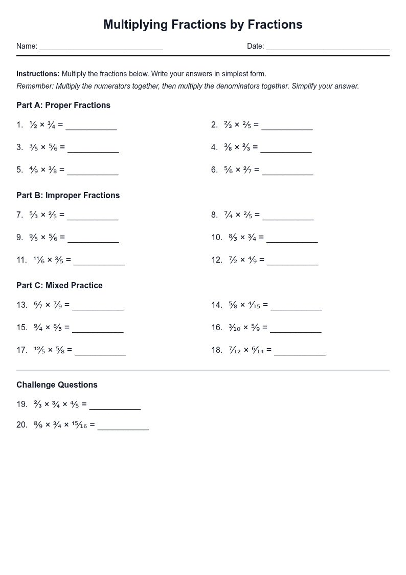 Multiplying Fractions by Fractions