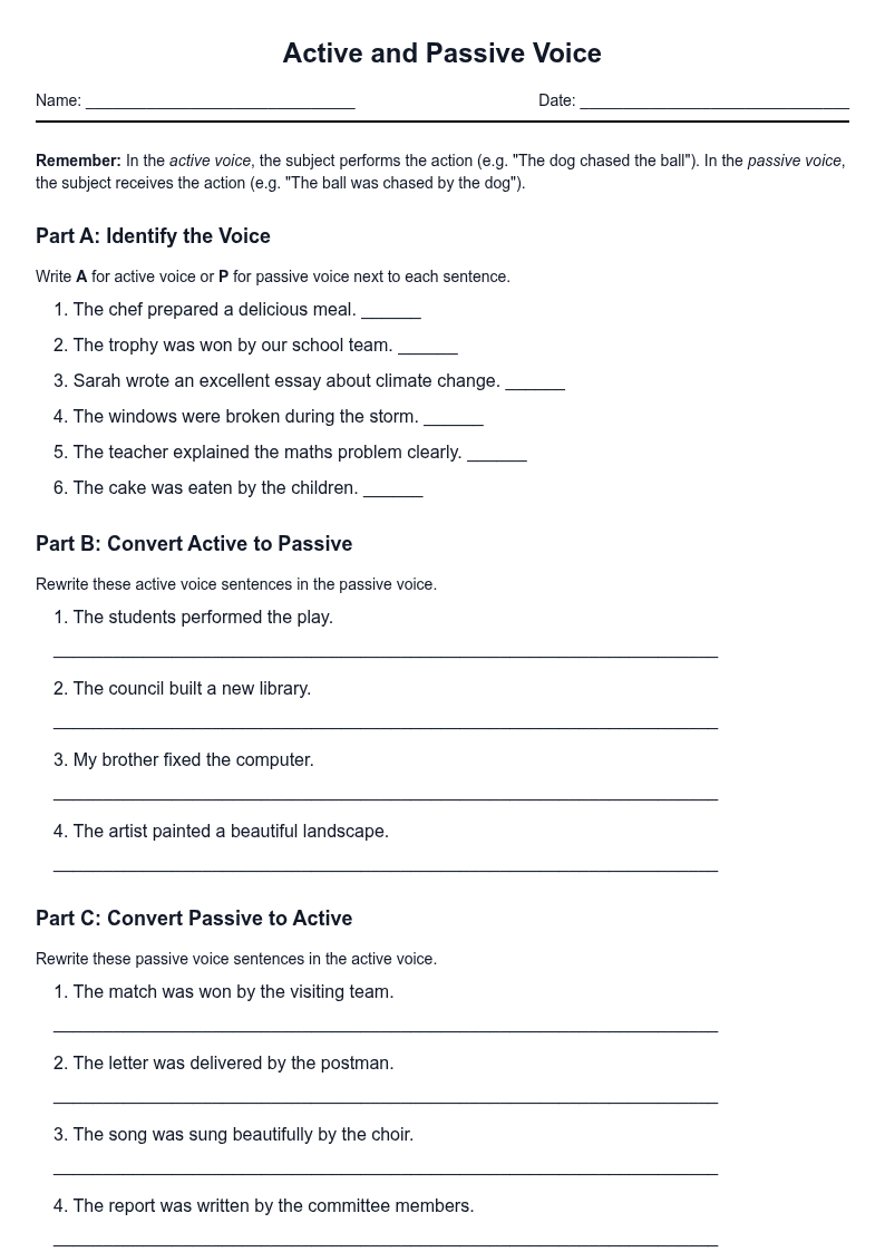 Active and Passive Voice