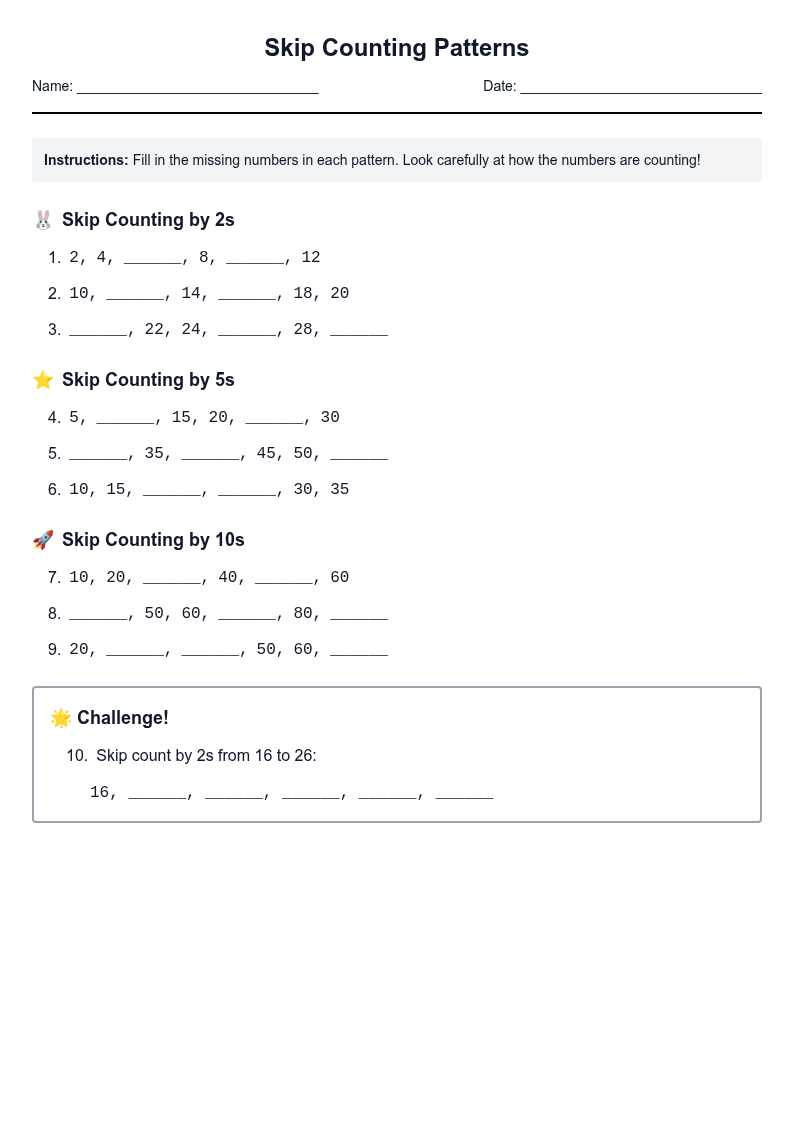Skip Counting Patterns