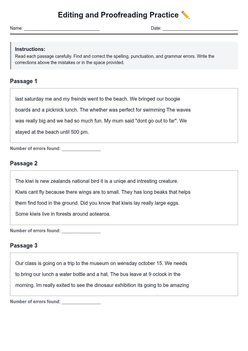 Editing and Proofreading Practice