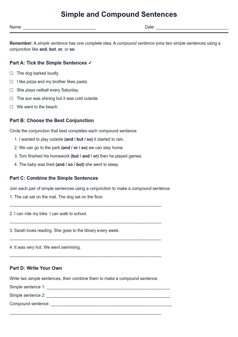 Simple and Compound Sentences