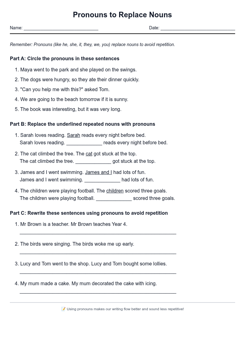 Pronouns to Replace Nouns