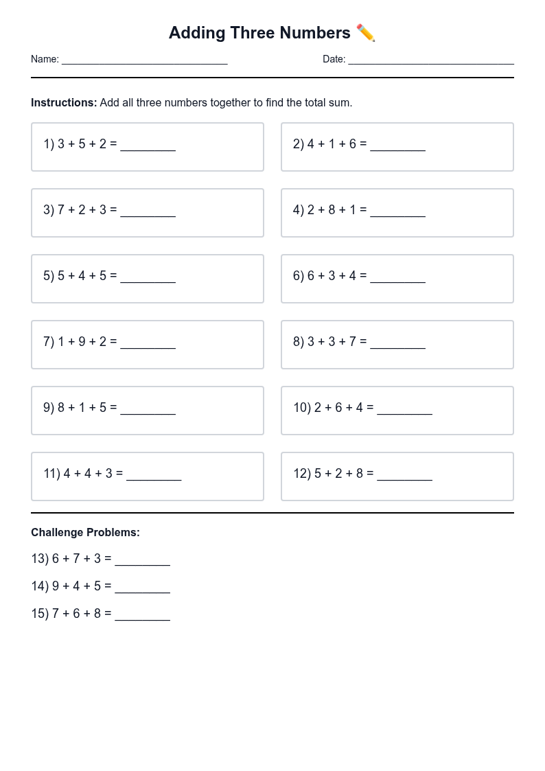 Adding Three Numbers