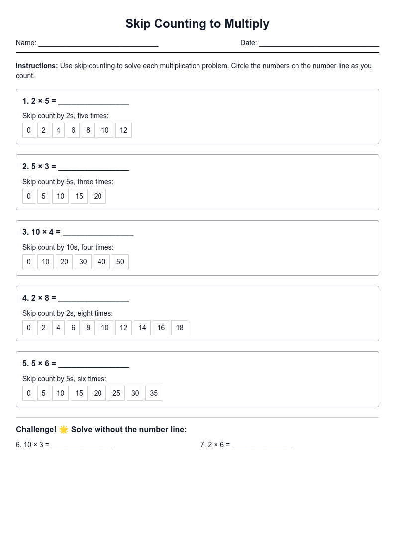 Skip Counting to Multiply
