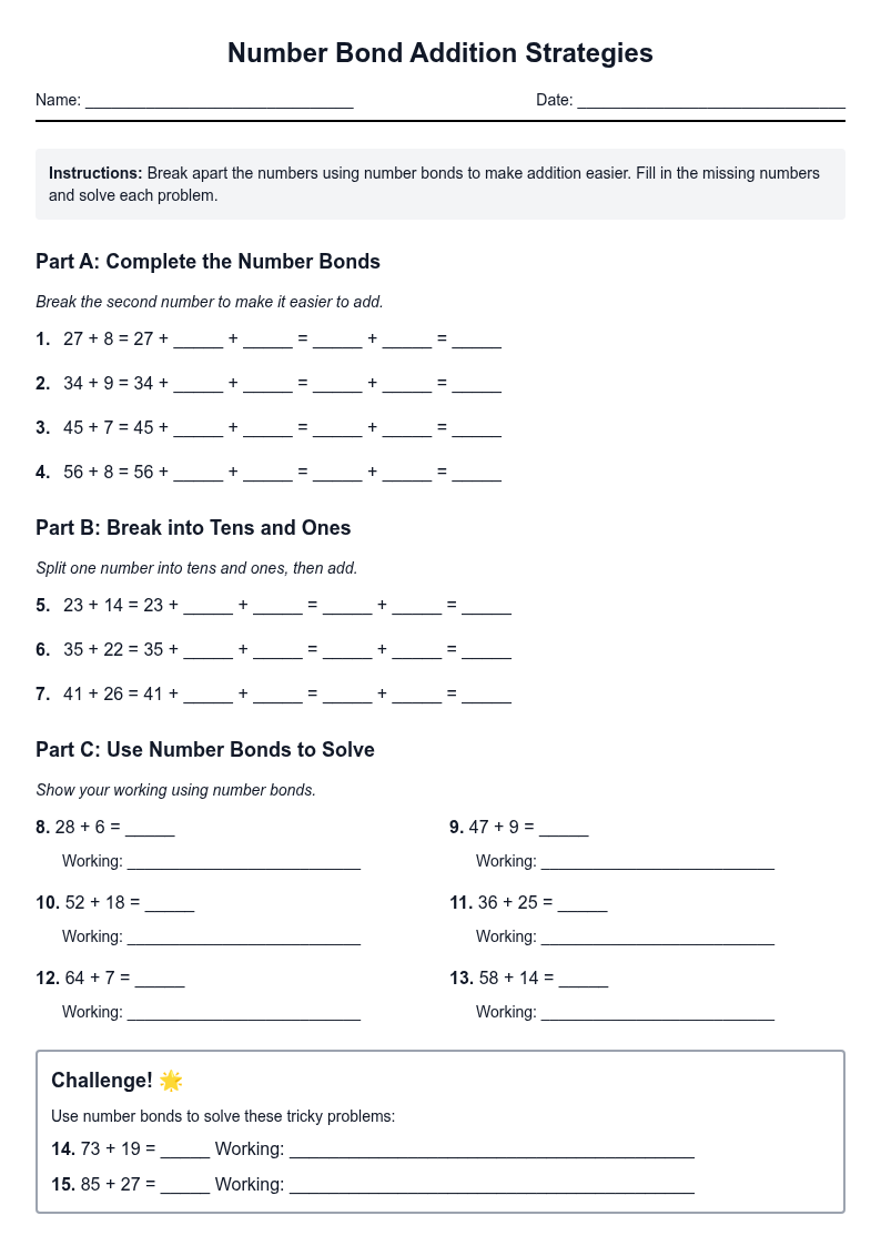 Number Bond Addition Strategies