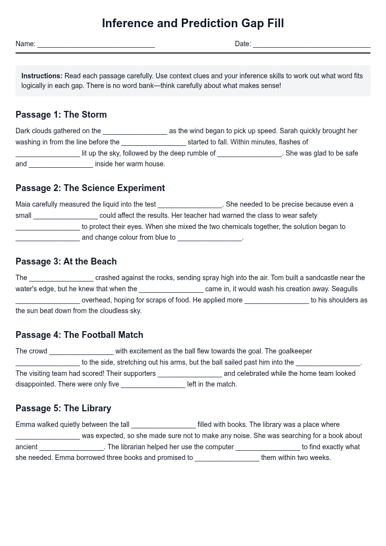 Inference and Prediction Gap Fill