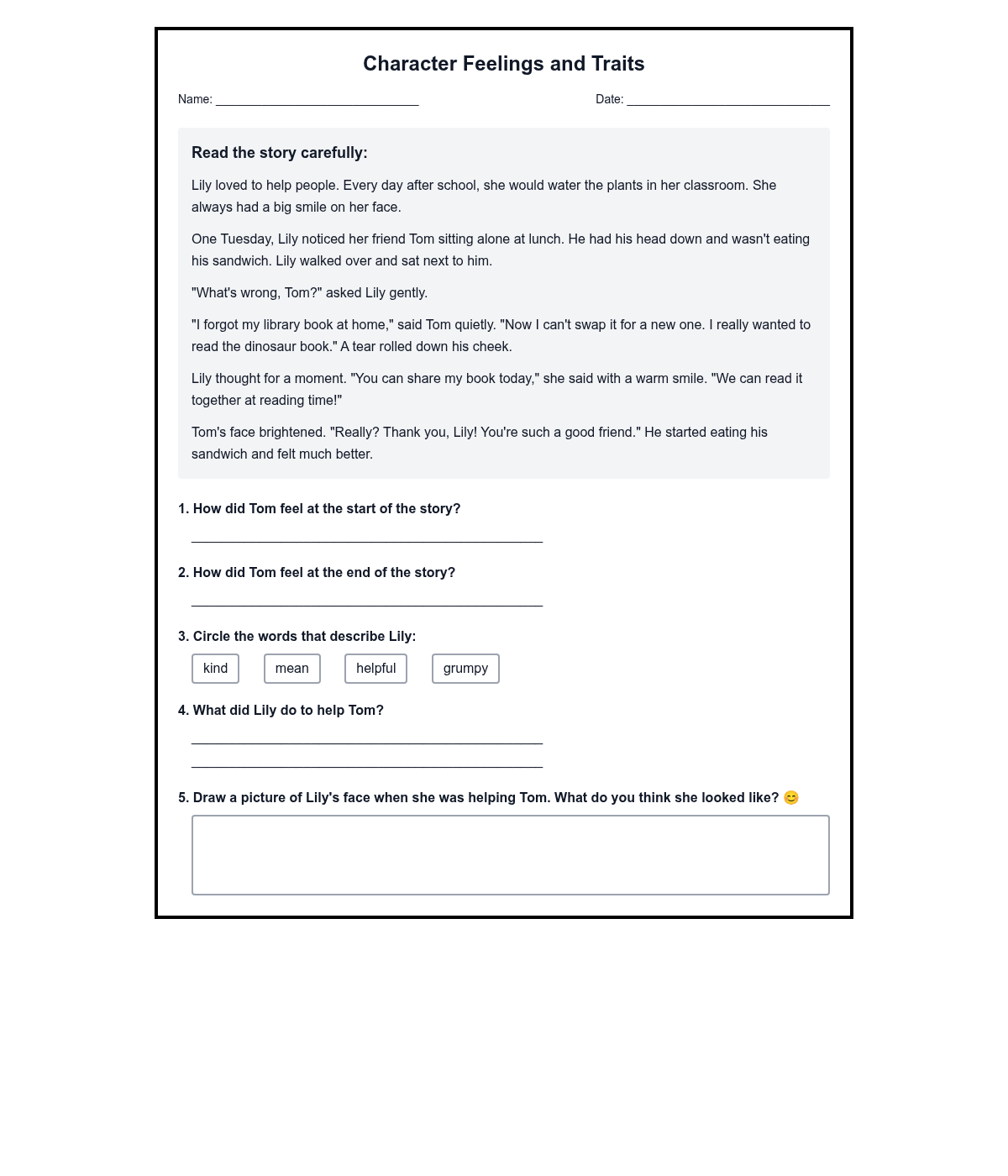 Character Feelings and Traits