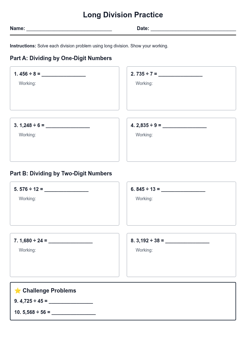 Long Division Practice