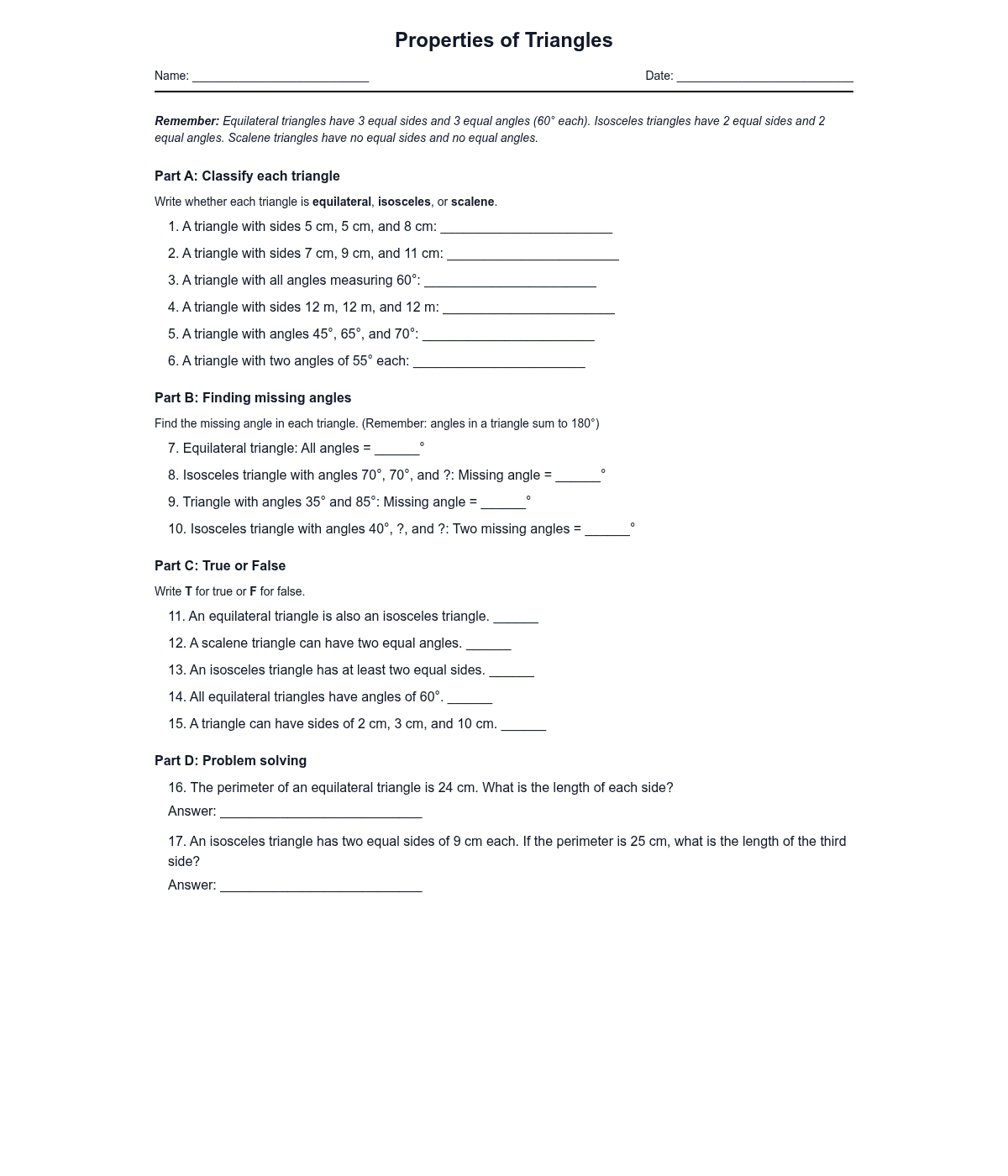 Properties of Triangles