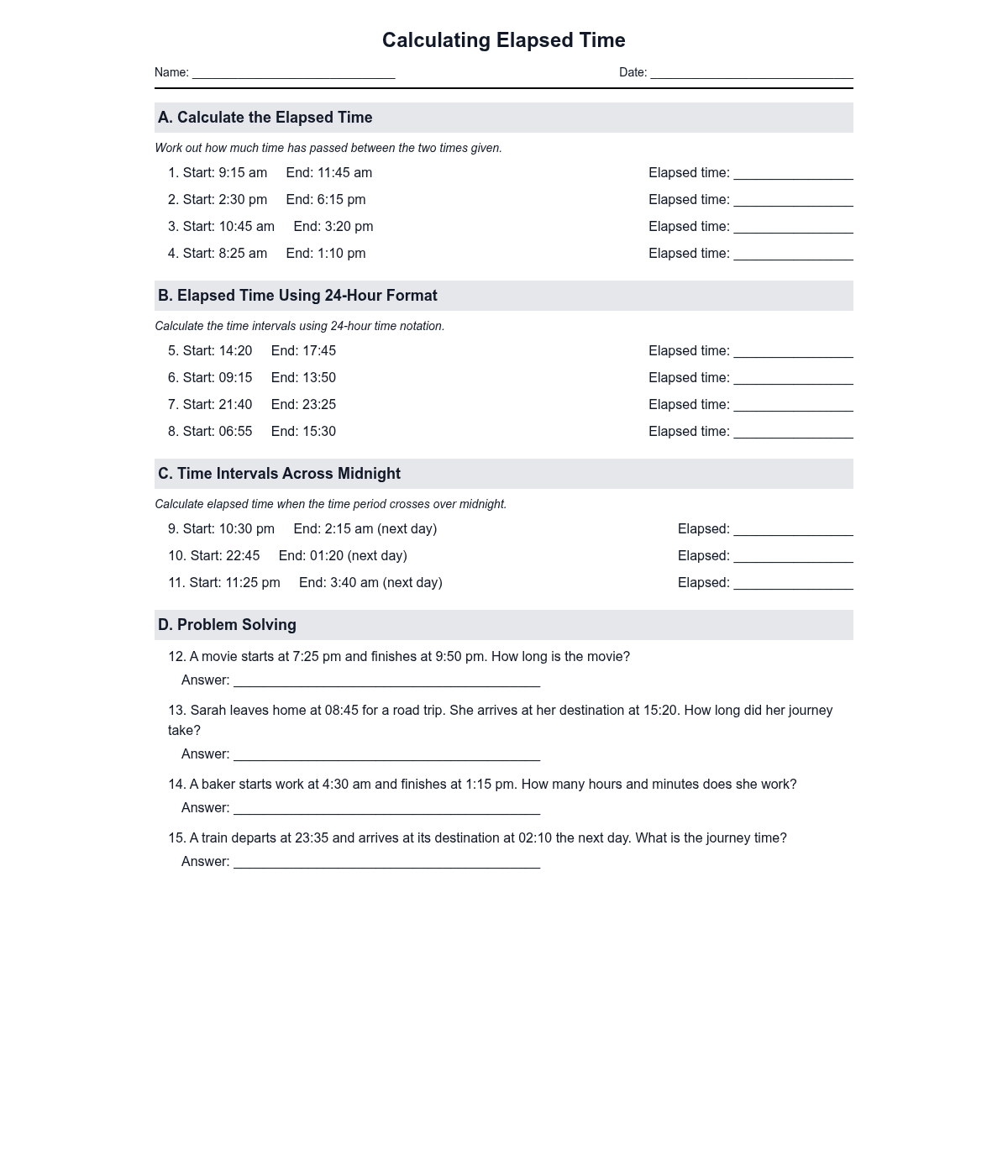 Calculating Elapsed Time