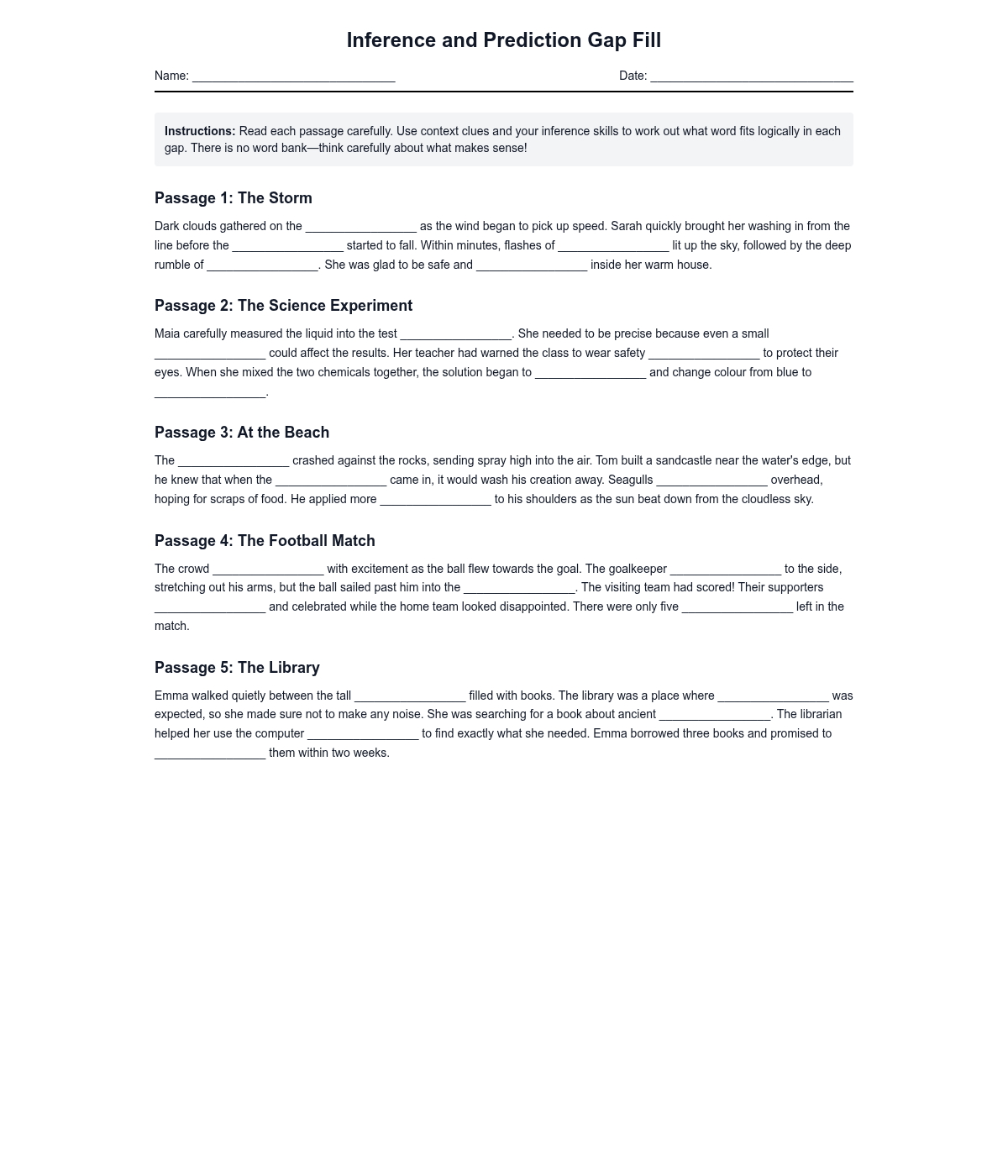 Inference and Prediction Gap Fill